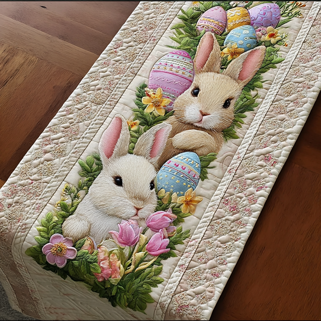 Cute Easter Bunny XR1201030CL Quilted Table Runner