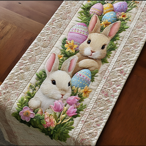 Cute Easter Bunny XR1201030CL Quilted Table Runner