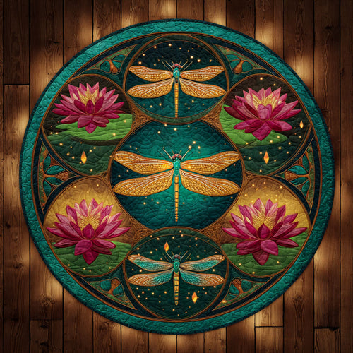 Golden Wings Dragonfly CW2708006CL Quilted Round Mat