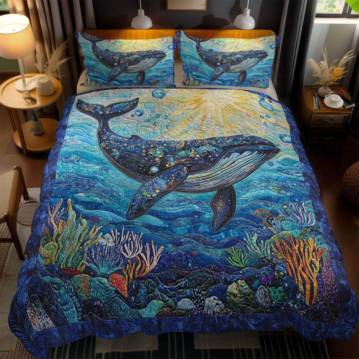 Ocean Whales WN0803111CL Duvet Cover Set