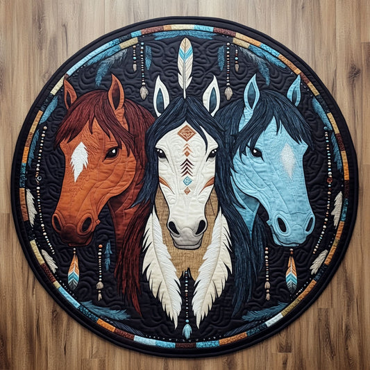 Horses Spirit KL1012021CL Quilted Round Mat
