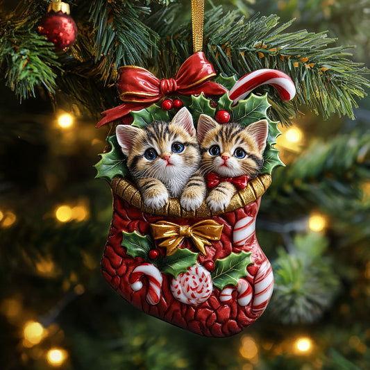 Stocking Cat Christmas WN0811068CL Christmas Ornament
