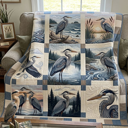 Great Blue Heron Reflections WN1706006CL Quilt