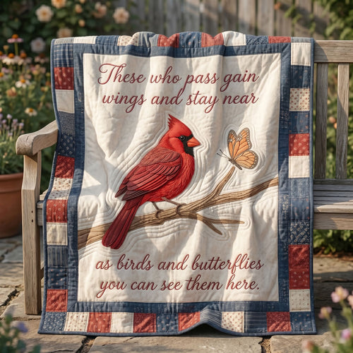 Cardinals And Butterflies Memorial WN1404006CL Quilt