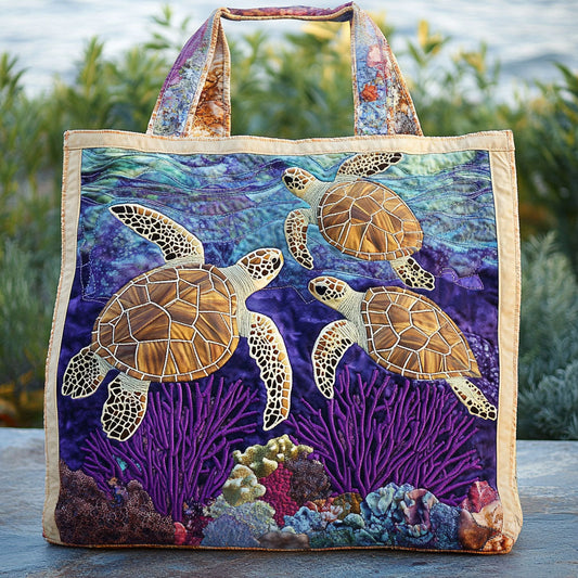 Coral Turtle WN2209014CL Quilted Tote Bag