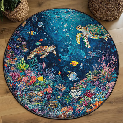 Sea Turtle WJ2003081CL Quilted Round Mat