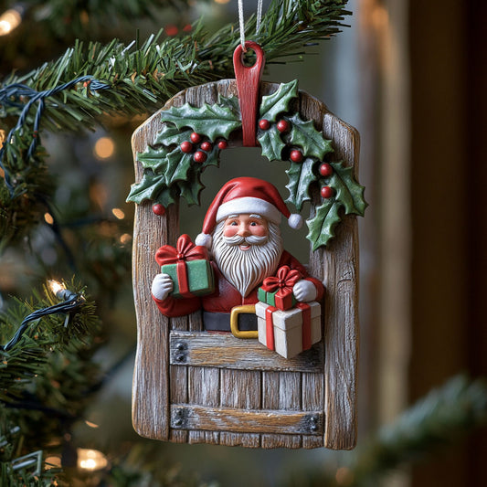 Santa Christmas Window WN1811056CL Christmas Ornament