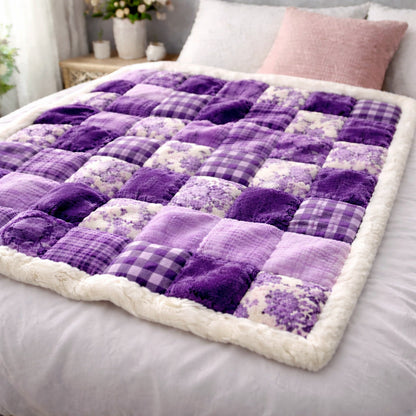 Purple Patchwork CW2901002CL Faux Fur Throw Blanket