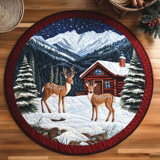 Christmas Deer WJ2310296CL Quilted Round Mat