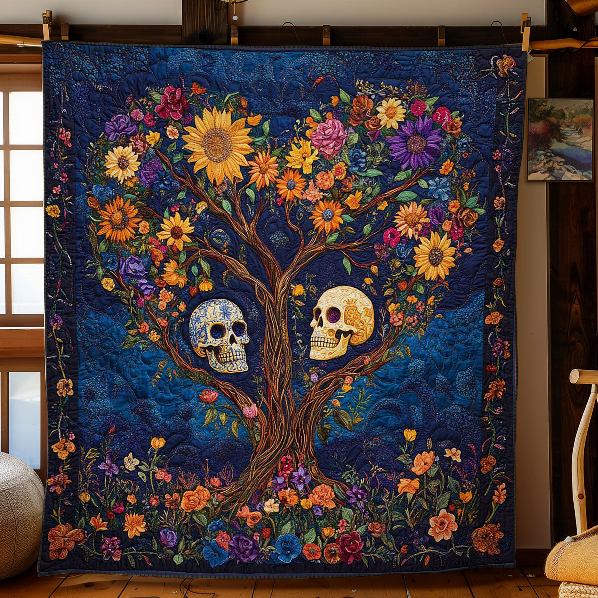 Blooming Skull WN0702038CL Quilt