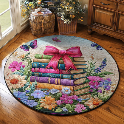 Stack Of Colorful Books WJ2104038CL Quilted Round Mat