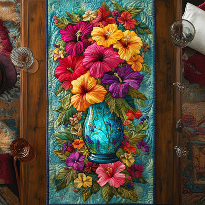 Hibiscus Jewel Bloom WN1906037CL Quilted Table Runner