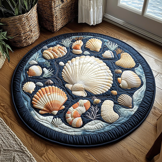 Ocean Seashell QA1712039CL Quilted Round Mat