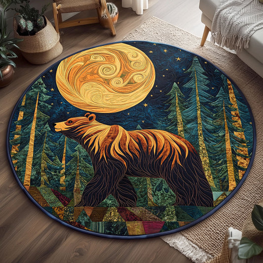 Wild Bear Night WJ0307048CL Quilted Round Mat