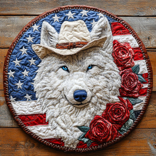 Lone Star Howl CP1905005CL Quilted Round Mat