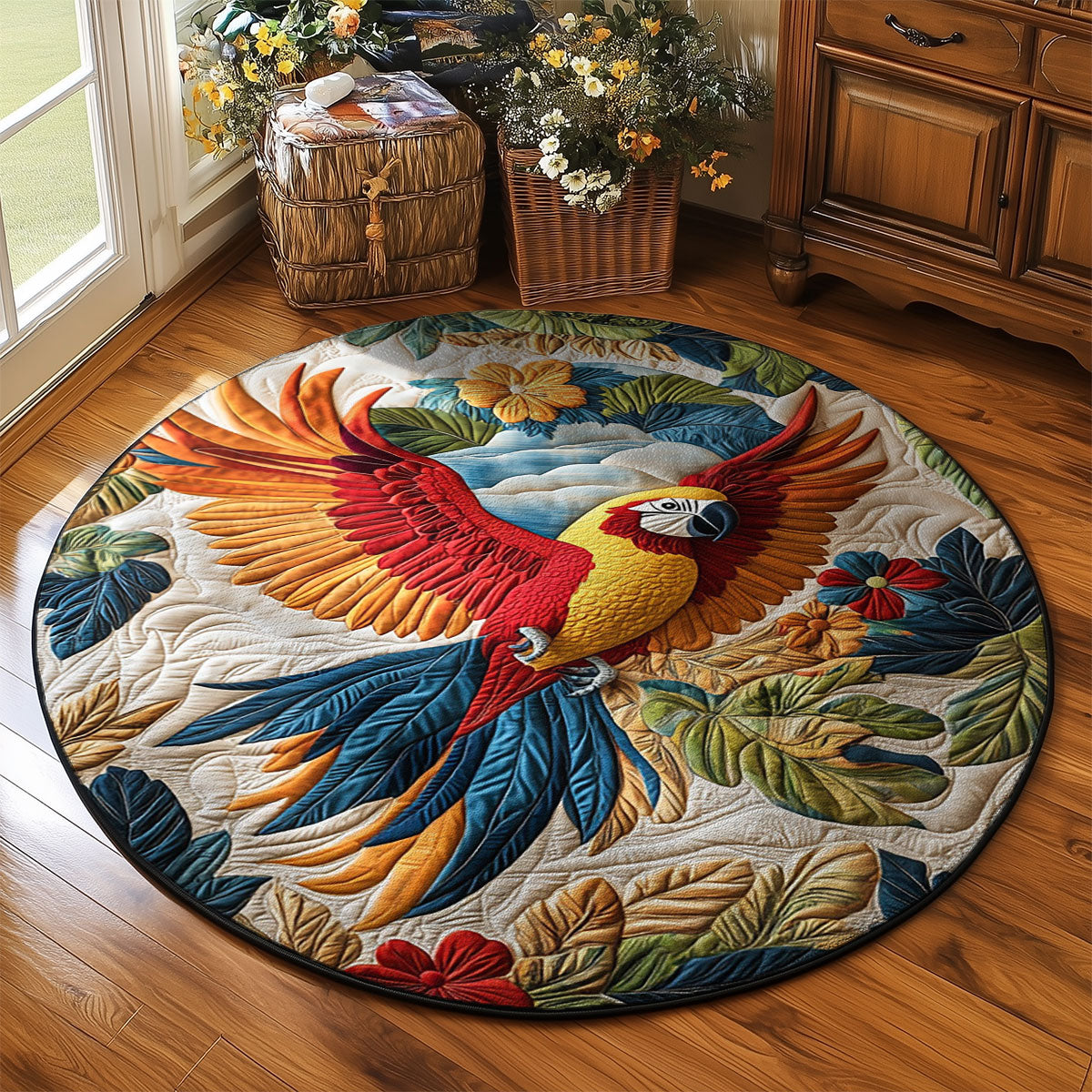 Tropical Parrot WJ3103052CL Quilted Round Mat