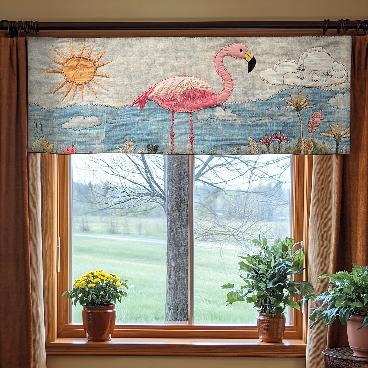 Flamingo Rhythm WN0707062CL Quilted Valance