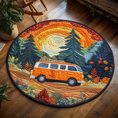 Retro Forest Ride WJ0404043CL Quilted Round Mat