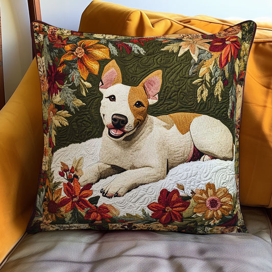 Floral Bull Terrier WN0802103CL Quilt Pillow Case