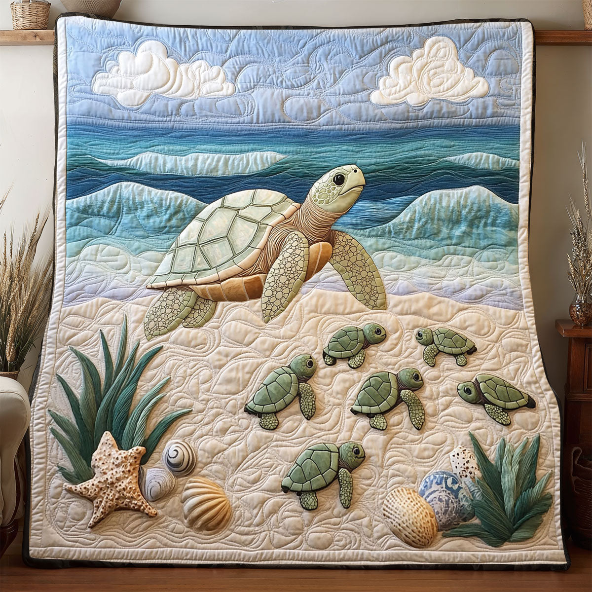 Turtle Family WP1504066CL Quilt