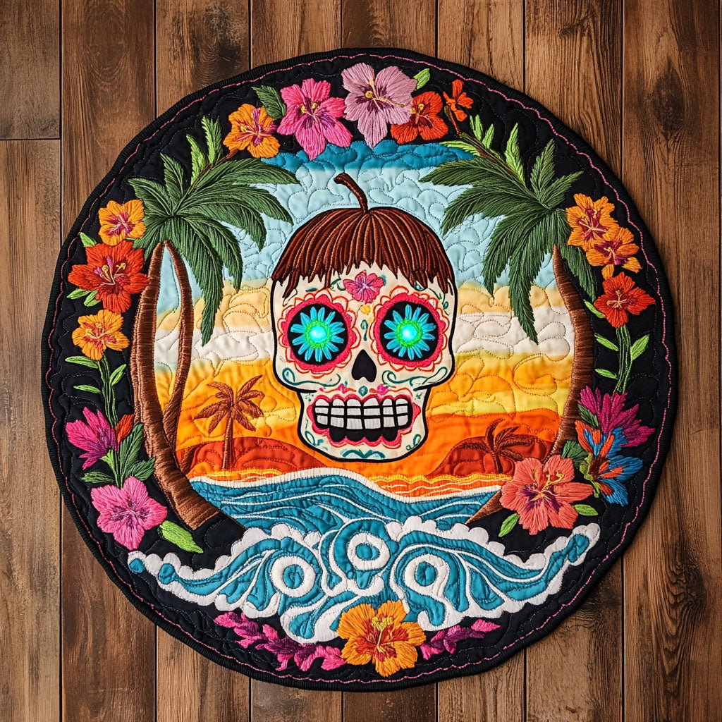 Island Skull WN2805003CL Quilted Round Mat