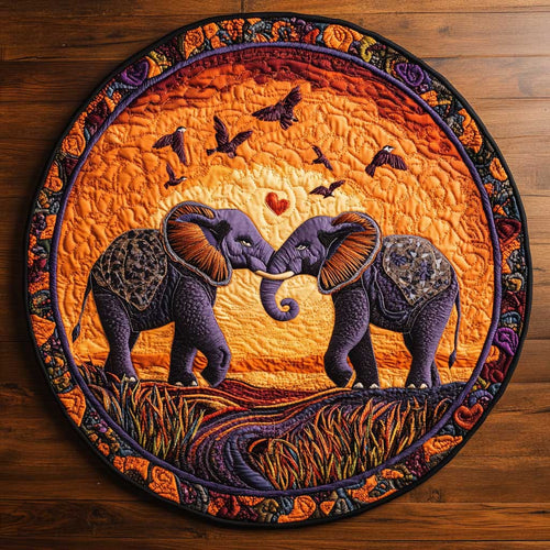 Elephant Sunset WN2504020CL Quilted Round Mat