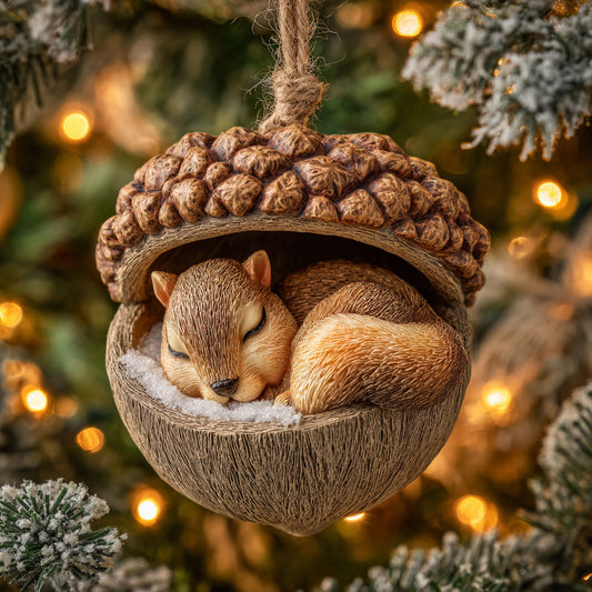 Sleeping Squirrel in Acorn CW2911030CL Christmas Ornament