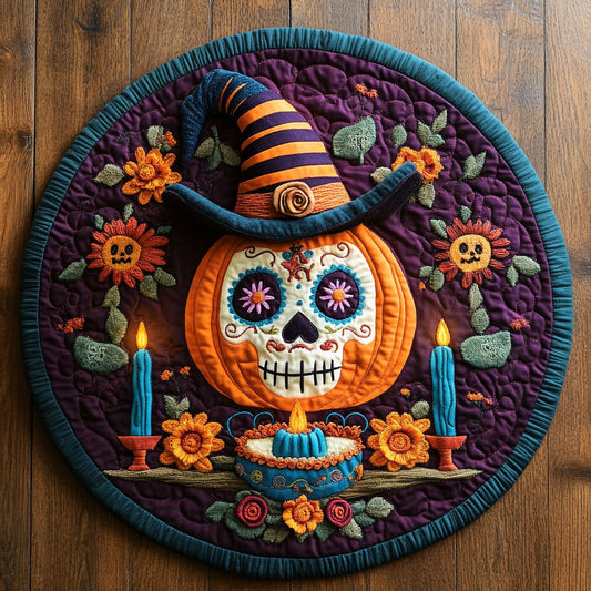 Pumpkin Sugar Magic WN1108078CL Quilted Round Mat