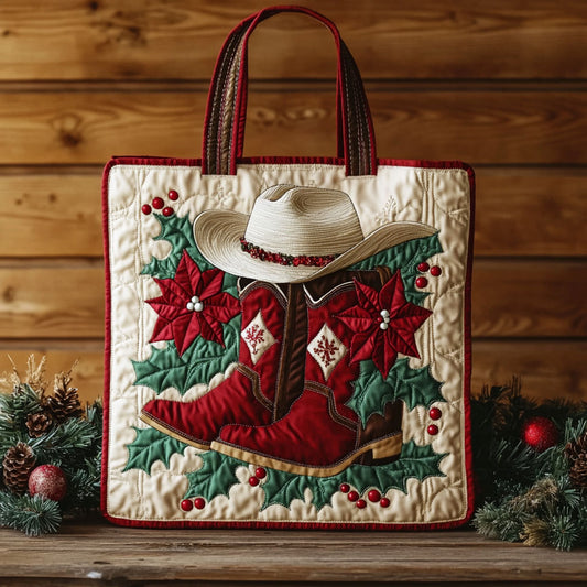Festive Cowboy Boot KL2511020CL Quilted Tote Bag