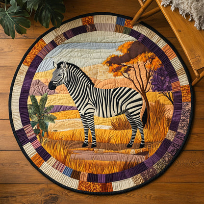 African Savannah Zebra WJ1704045CL Quilted Round Mat