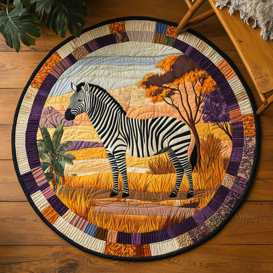 African Savannah Zebra WJ1704045CL Quilted Round Mat