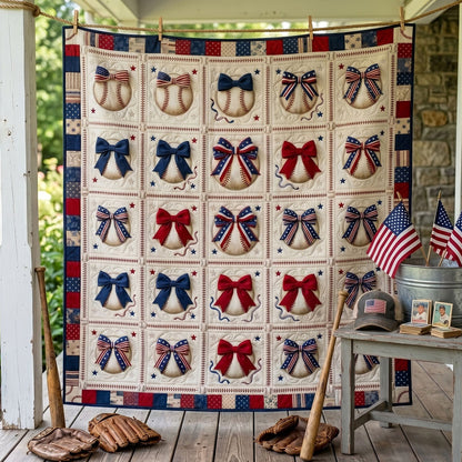 Patriotic Baseball Bows WN3005005CL Quilt