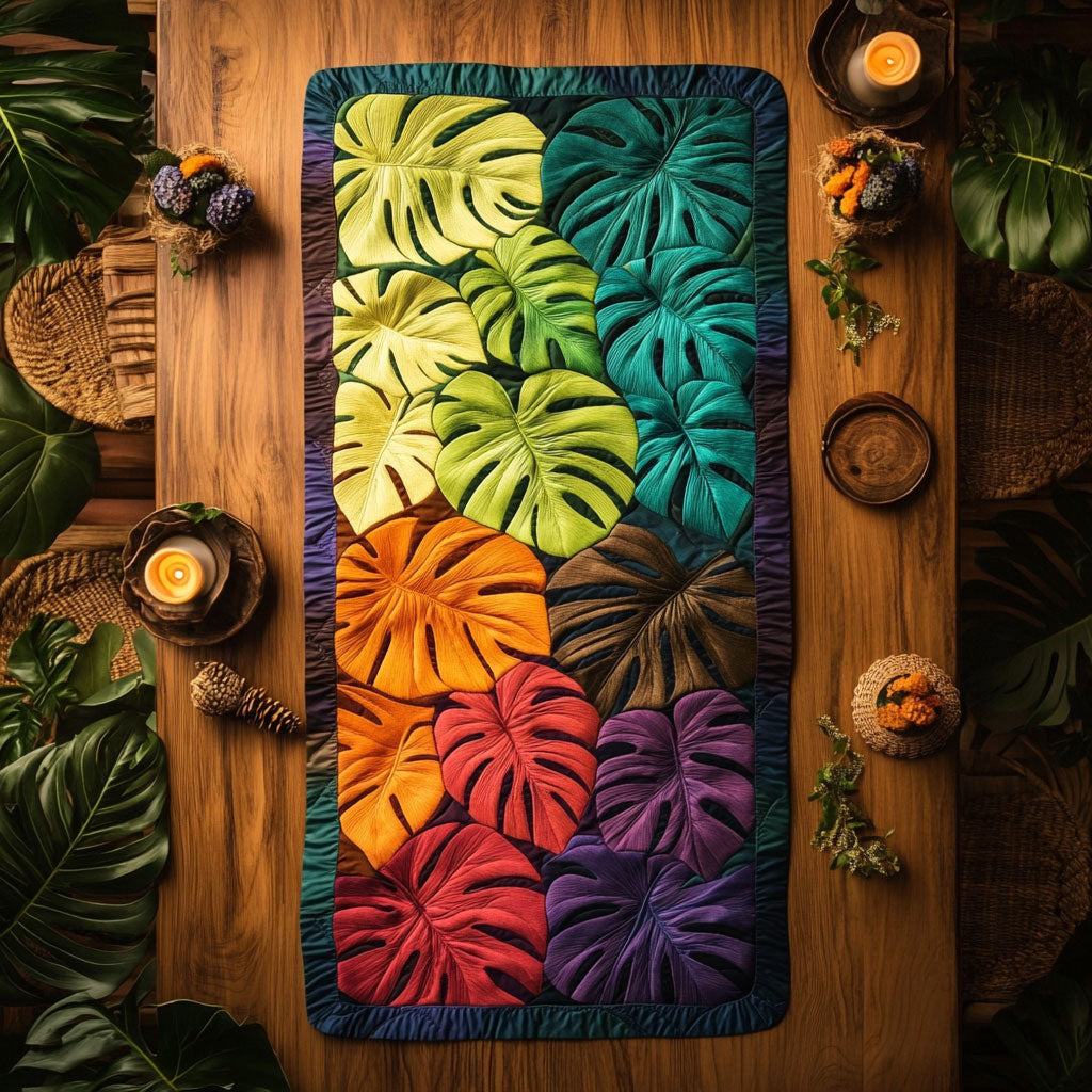 Rainbow Monstera WN0307129CL Quilted Table Runner