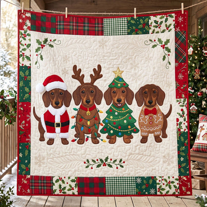 Festive Dachshund Friends Christmas WN2706009CL Quilt