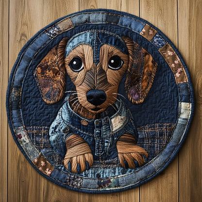 Vintage Dachshund WN0207089CL Quilted Round Mat