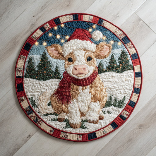 Christmas Baby Cow XR0611019CL Quilted Round Mat