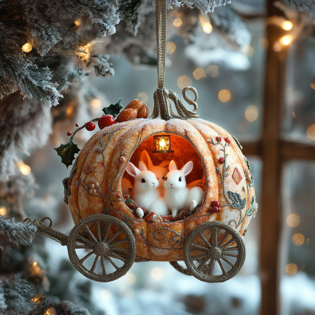Rabbit Pumpkin Wonderland WN0912051CL Christmas Ornament