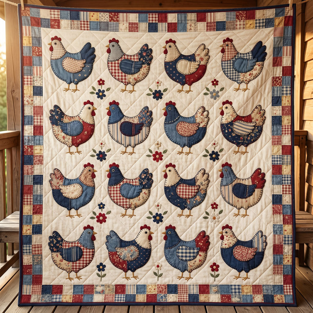 Rustic Farmhouse Chicken Patchwork WN1304014CL Quilt