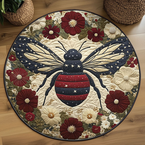 Patriotic Honeybee WJ1106043CL Quilted Round Mat