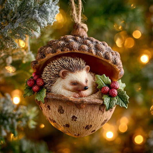 Hedgehog in Acorn CW2911015CL Christmas Ornament