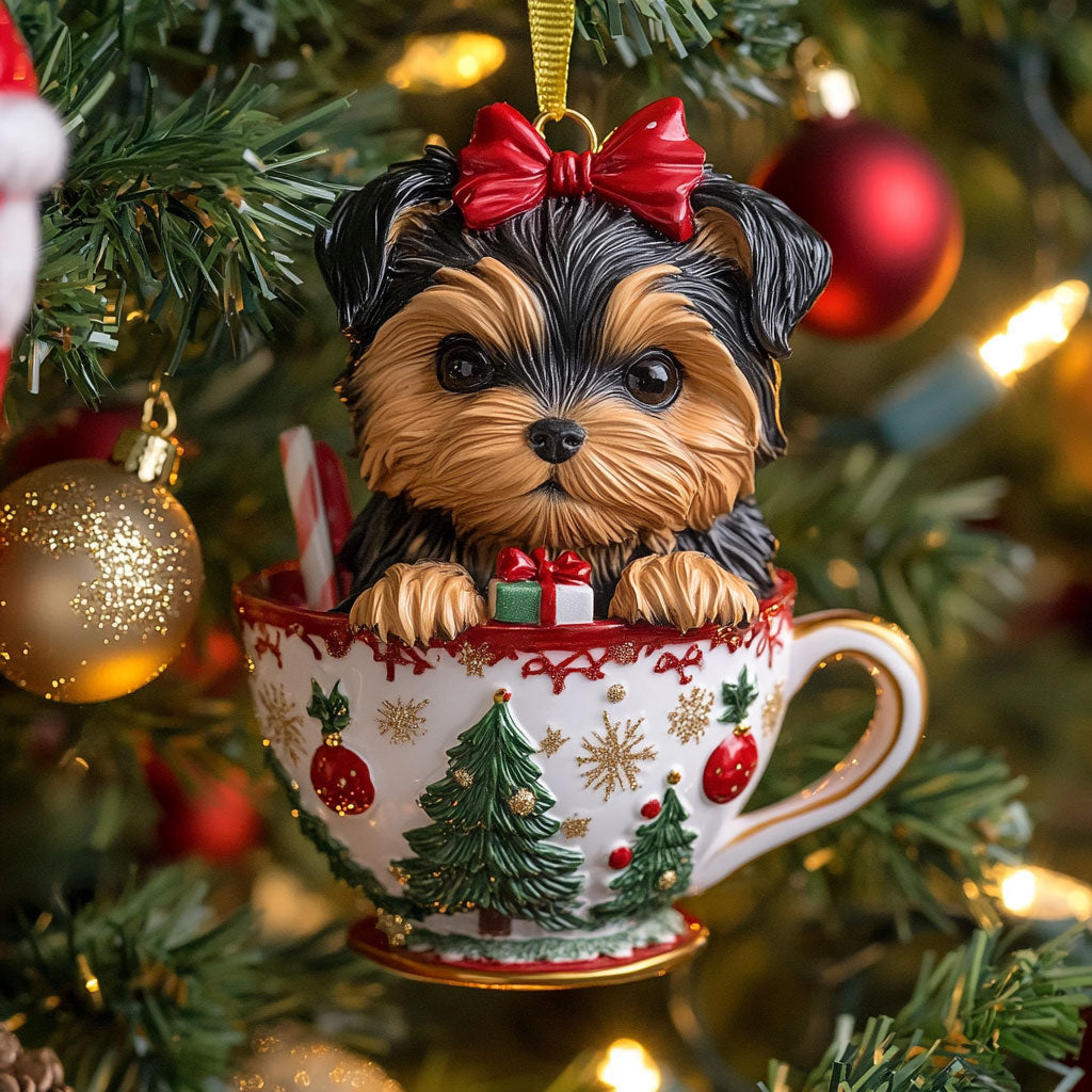 Yorkie Holiday CW2110030CL Christmas Ornament