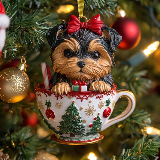 Yorkie Holiday CW2110030CL Christmas Ornament