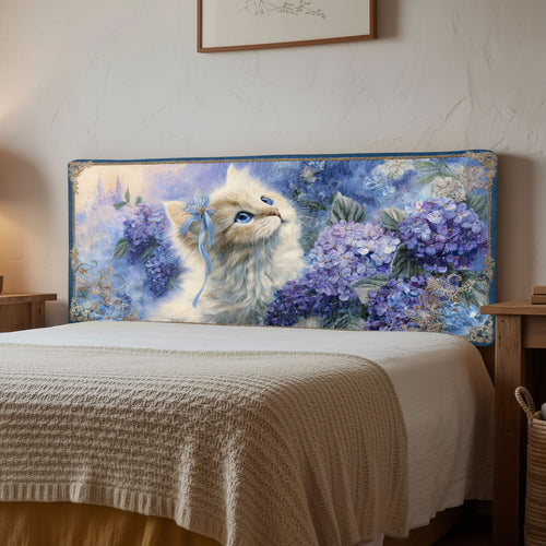 Dreamy Hydrangea Cat CW2212015CL Quilted Headboard Slipcover
