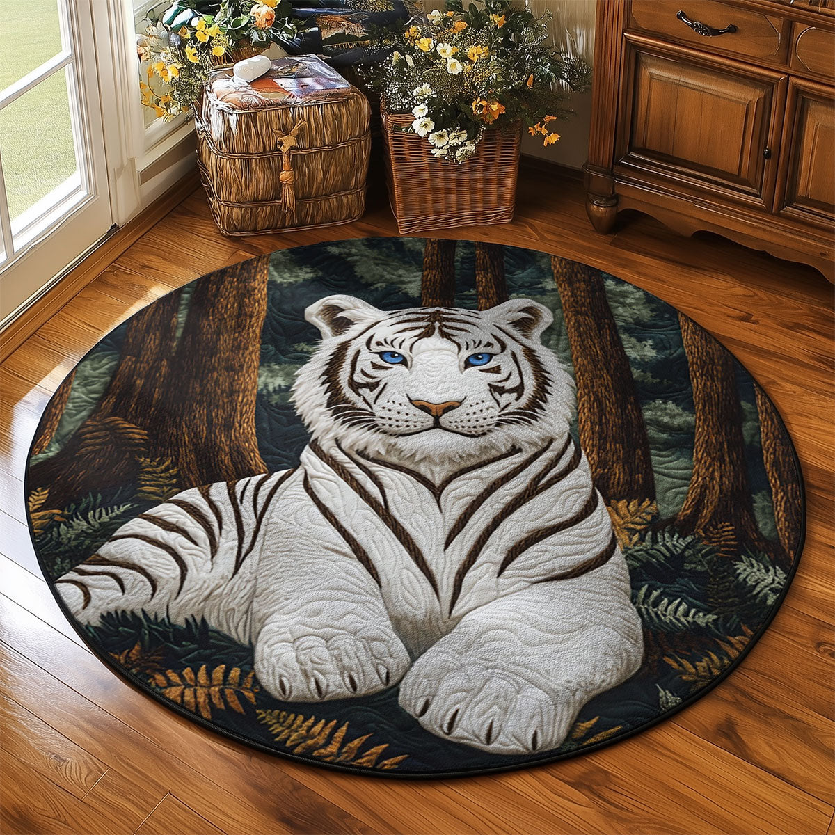 Majestic White Tiger WJ2803044CL Quilted Round Mat
