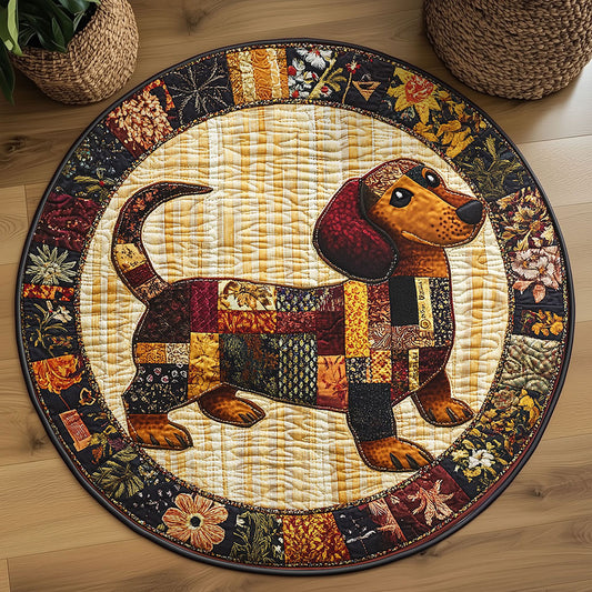 Autumn Dachshund WN2608003CL Quilted Round Mat