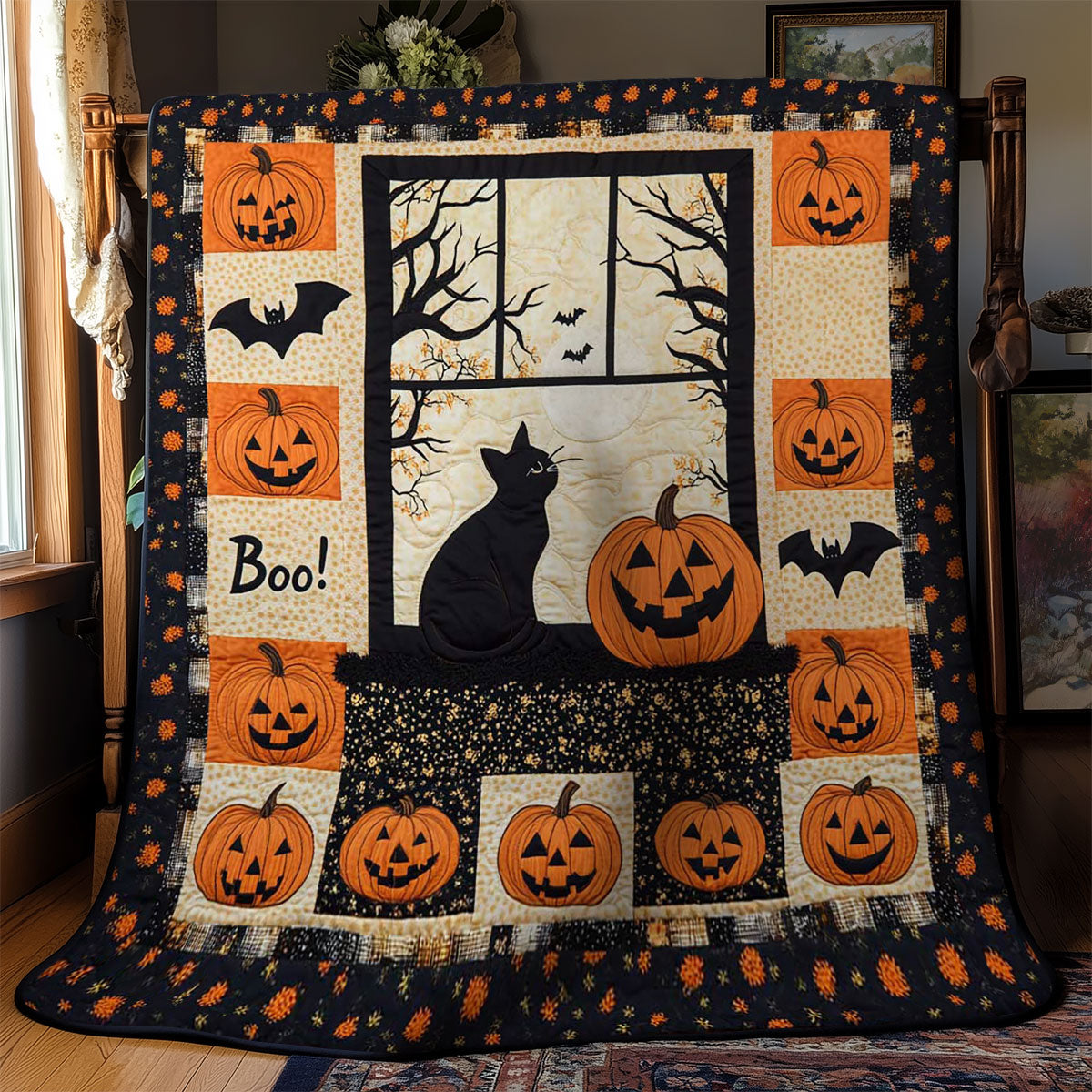 Pumpkin Patch Cat WN0703058CL Quilt