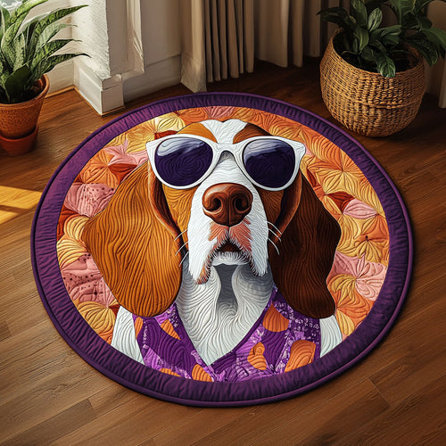 Fancy Basset Hound QA0712013CL Quilted Round Mat