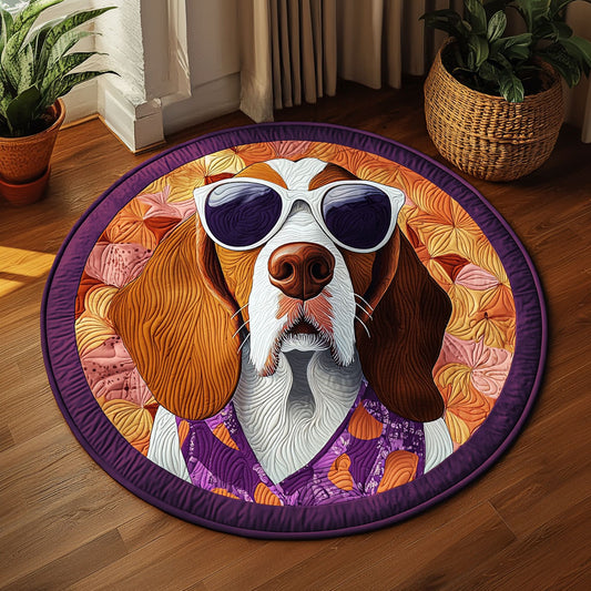 Fancy Basset Hound QA0712013CL Quilted Round Mat