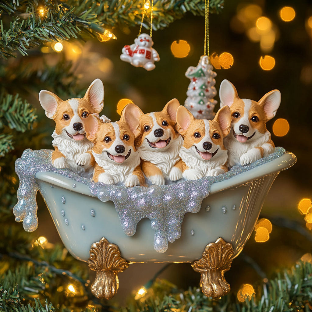 Jingle Corgi Bath WN1610088CL Christmas Ornament