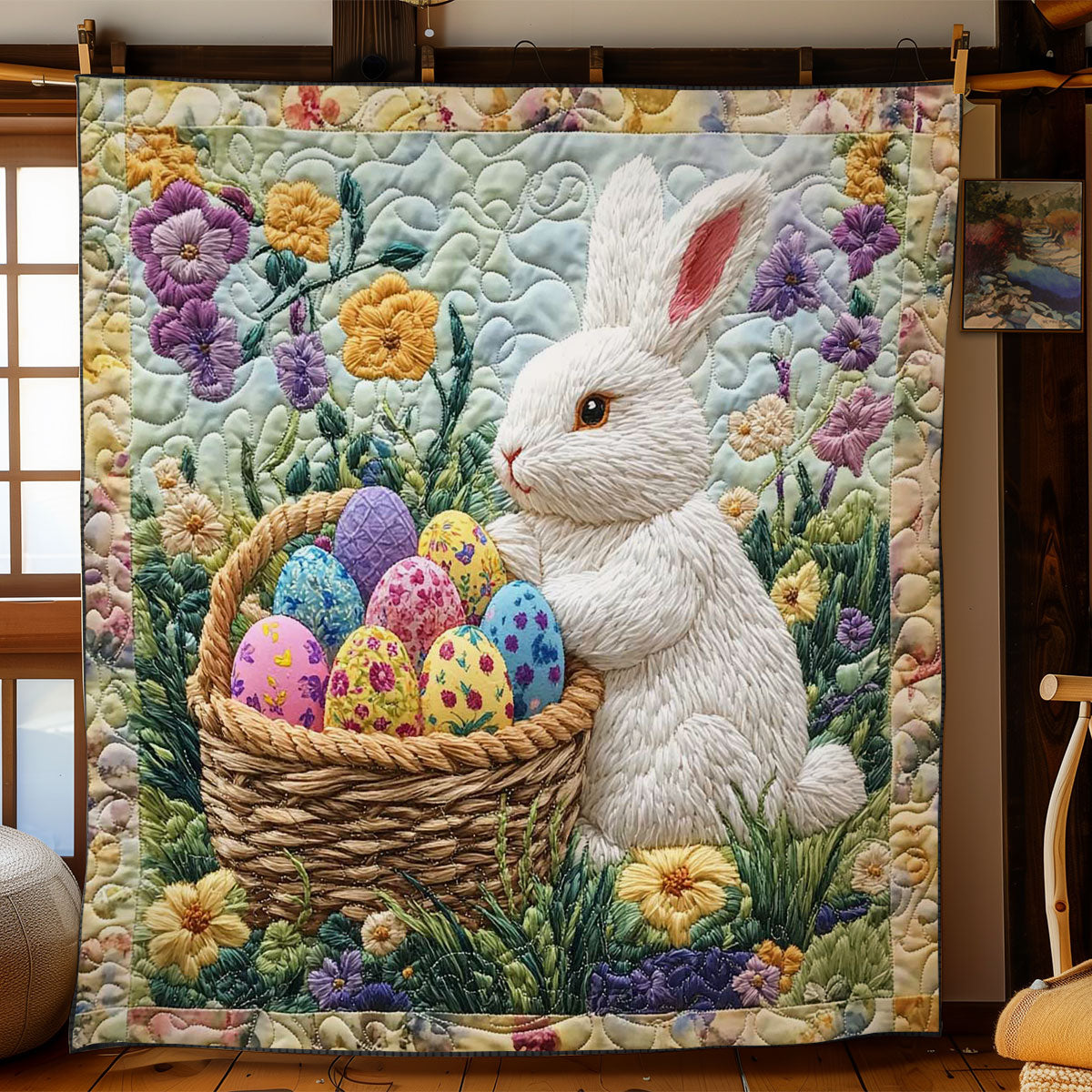 Golden Easter Rabbit WN0403058CL Quilt